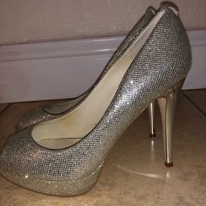 Michael Kors sparkly silver stiletto heels like-new